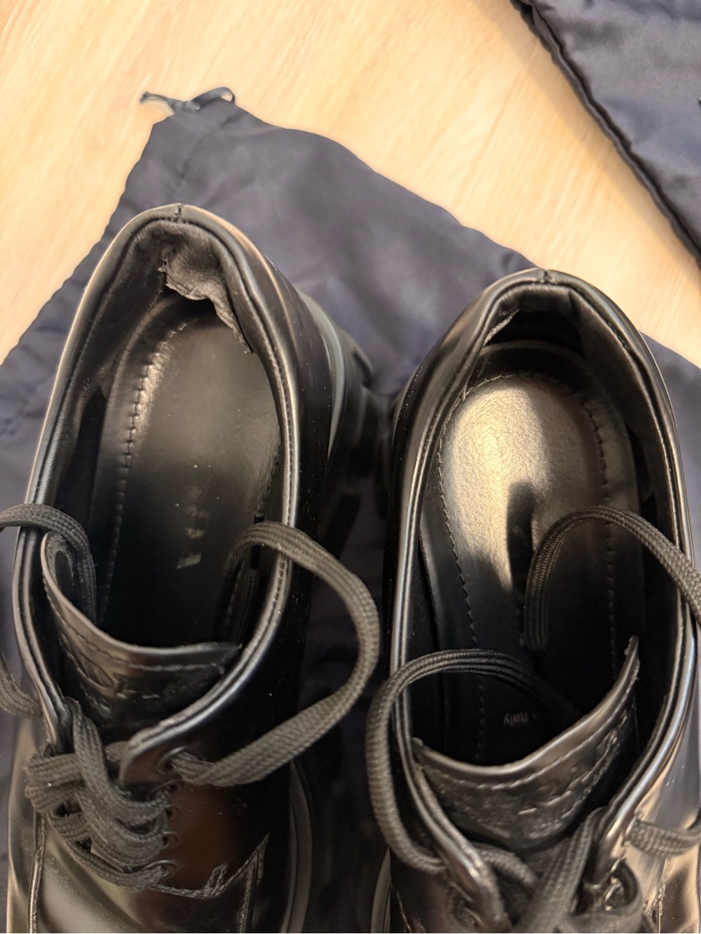 Prada Black Chunky Lug Platform Lace-Up Shoes - Picture 7 of 8